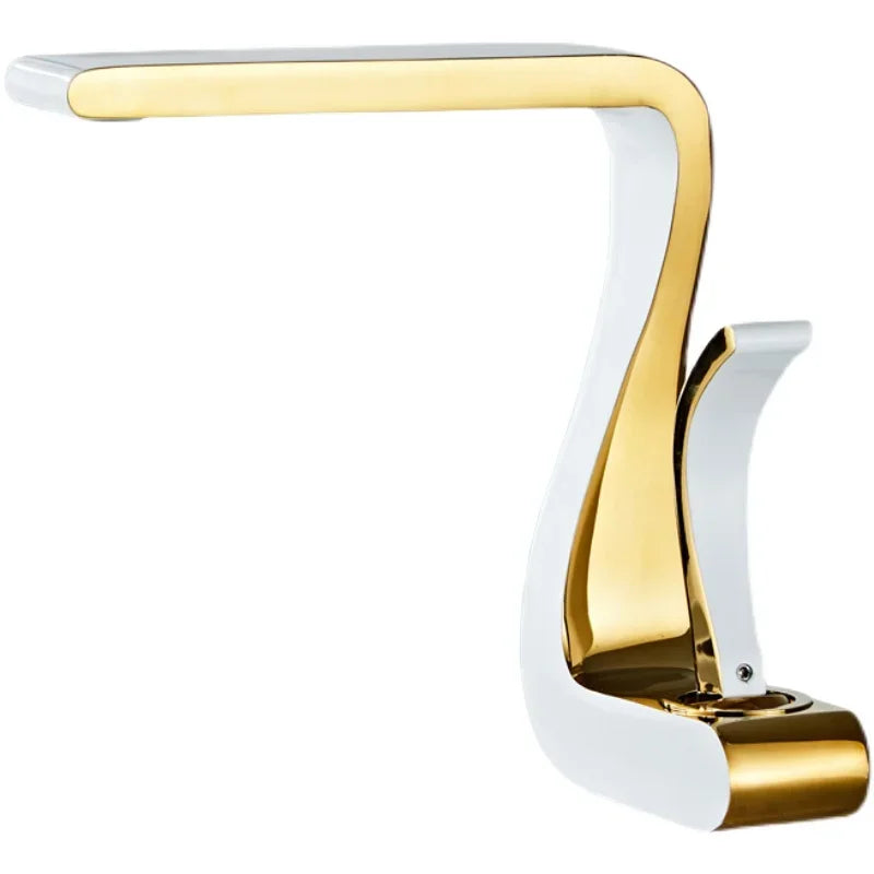 Luxury White Gold Brass Bathroom Mixer Tap for Wash Basins - Retro Single Hole Faucet with Hot and Cold Water Options