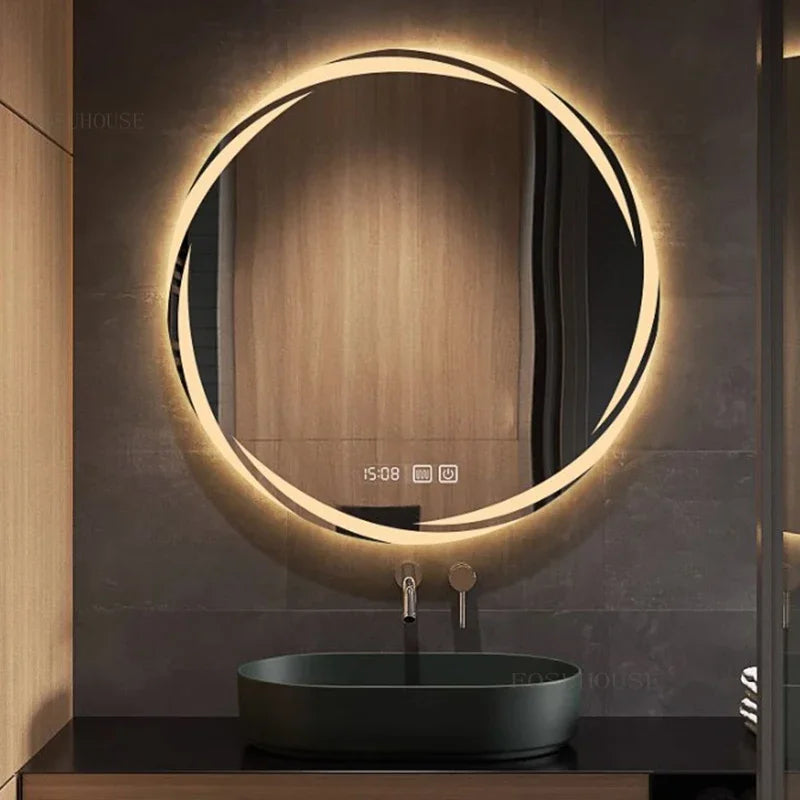 Contemporary Minimalist Smart Bath Mirror with LED Lighting for Luxury Hotel and Home Use