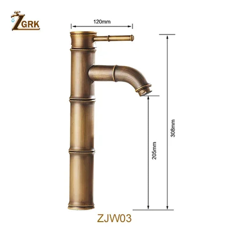 Luxury Brass Bathroom Faucet with Bamboo Design for Hot and Cold Water - Ideal for Kitchen, Outdoor, and Garden Use