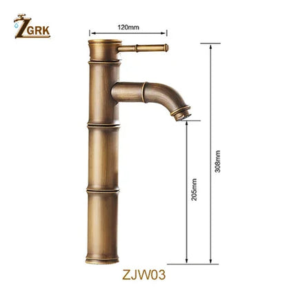 Luxury Brass Bathroom Faucet with Bamboo Design for Hot and Cold Water - Ideal for Kitchen, Outdoor, and Garden Use