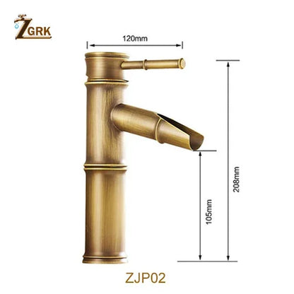 Luxury Brass Bathroom Faucet with Bamboo Design for Hot and Cold Water - Ideal for Kitchen, Outdoor, and Garden Use