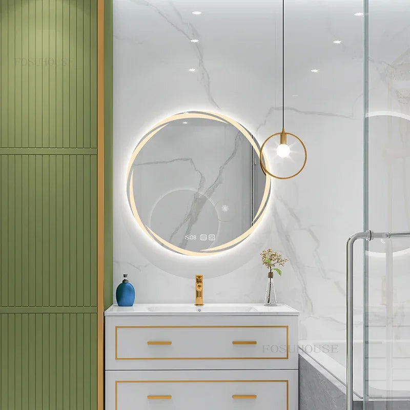 Contemporary Minimalist Smart Bath Mirror with LED Lighting for Luxury Hotel and Home Use