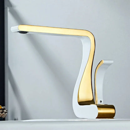 Luxury White Gold Brass Bathroom Mixer Tap for Wash Basins - Retro Single Hole Faucet with Hot and Cold Water Options