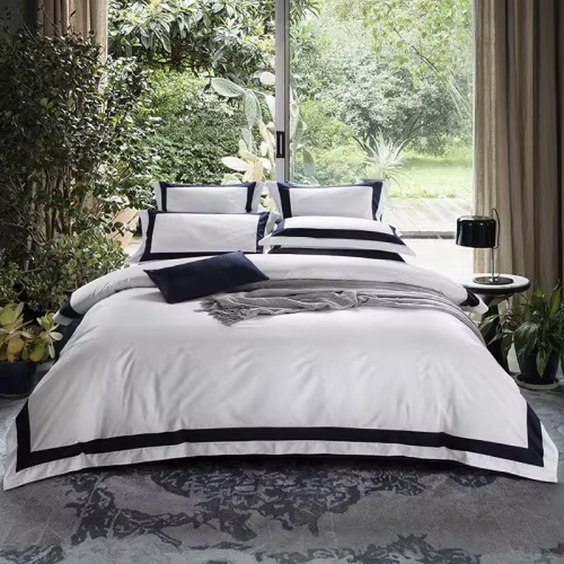 Luxury 100% Cotton Hotel-Quality White Bedding Set for Queen, King, and California King Sizes - Includes Duvet Cover, Fitted Sheet, and Pillowcases