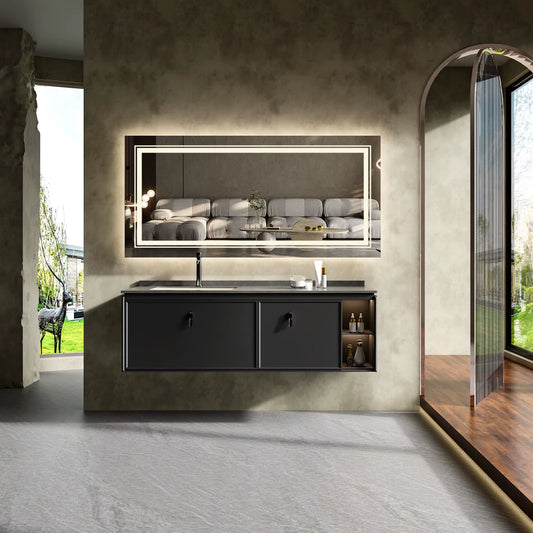 40" x 24" LED Bathroom Mirror with Front and Back Lighting, Stepless Dimming, Anti-Fog Feature, Shatter-Proof Design, and Memory Function