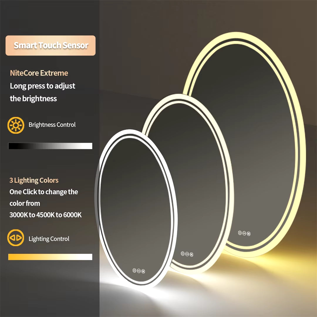 Premium Oval Backlit LED Bathroom Mirror with Demister for Home, Hotel, and Salon Use