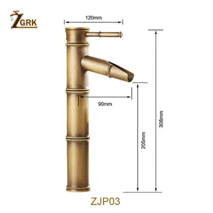 Luxury Brass Bathroom Faucet with Bamboo Design for Hot and Cold Water - Ideal for Kitchen, Outdoor, and Garden Use
