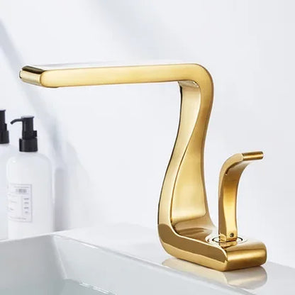Luxury White Gold Brass Bathroom Mixer Tap for Wash Basins - Retro Single Hole Faucet with Hot and Cold Water Options
