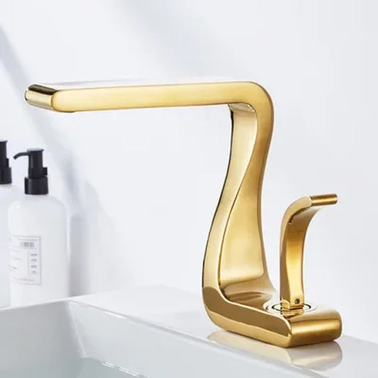 Luxury White Gold Brass Bathroom Mixer Tap for Wash Basins - Retro Single Hole Faucet with Hot and Cold Water Options