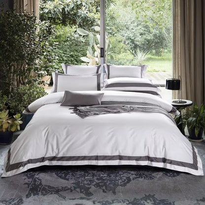 Luxury 100% Cotton Hotel-Quality White Bedding Set for Queen, King, and California King Sizes - Includes Duvet Cover, Fitted Sheet, and Pillowcases