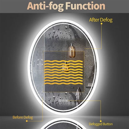 Premium Oval Backlit LED Bathroom Mirror with Demister for Home, Hotel, and Salon Use
