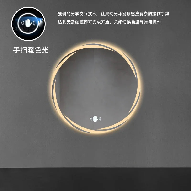 Contemporary Minimalist Smart Bath Mirror with LED Lighting for Luxury Hotel and Home Use