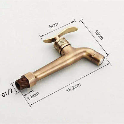 Wall-Mounted Brass Faucet for Outdoor Gardens and Bathrooms - Luxury Antique Decorative Bibcock for Washing Machines and Mop Use