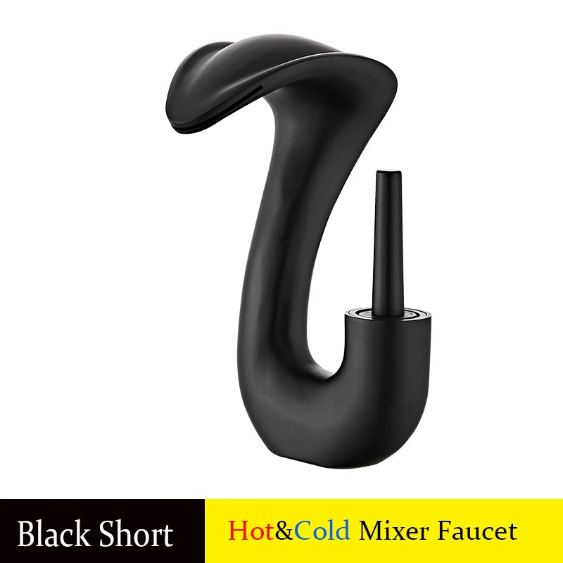 Gold Brass Deck Mounted Wash Basin Faucet with Hot and Cold Water Control for Bathroom Sinks