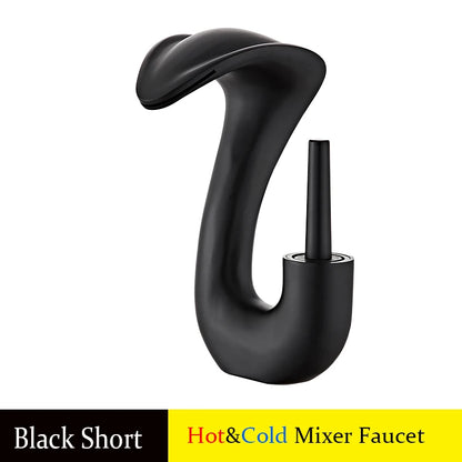 Gold Brass Deck Mounted Wash Basin Faucet with Hot and Cold Water Control for Bathroom Sinks