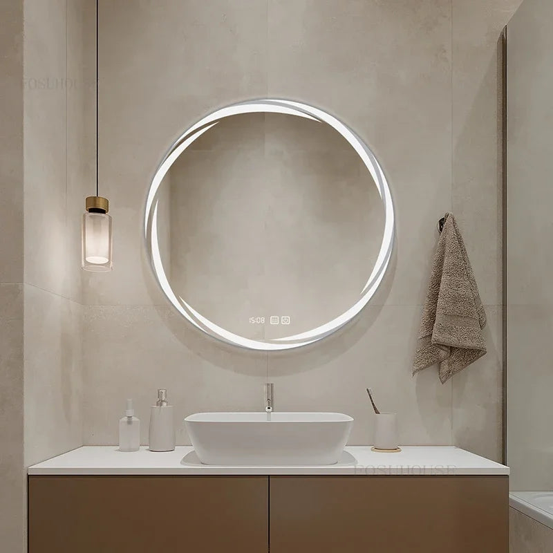 Contemporary Minimalist Smart Bath Mirror with LED Lighting for Luxury Hotel and Home Use