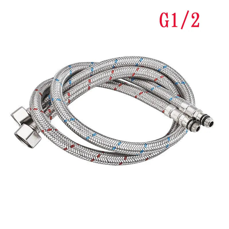 Stainless Steel Gold Bathroom Faucet with Metal Handle - Hot and Cold Mixer, Square Design