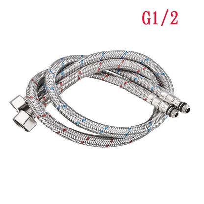 Stainless Steel Gold Bathroom Faucet with Metal Handle - Hot and Cold Mixer, Square Design