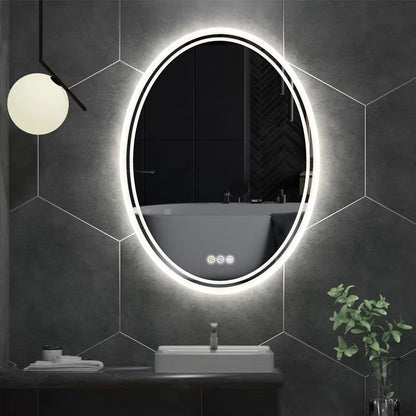Premium Oval Backlit LED Bathroom Mirror with Demister for Home, Hotel, and Salon Use