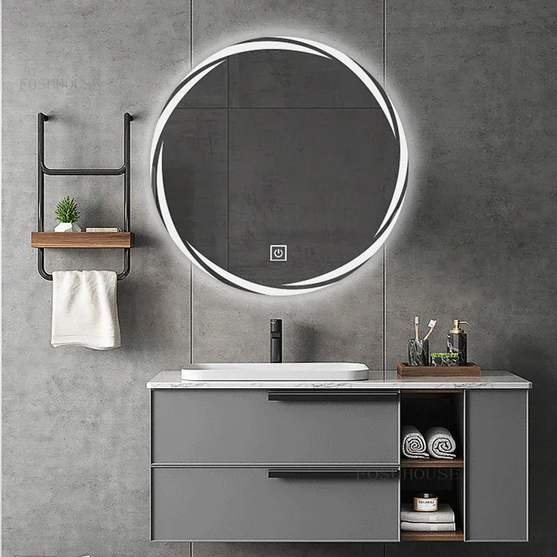 Contemporary Minimalist Smart Bath Mirror with LED Lighting for Luxury Hotel and Home Use