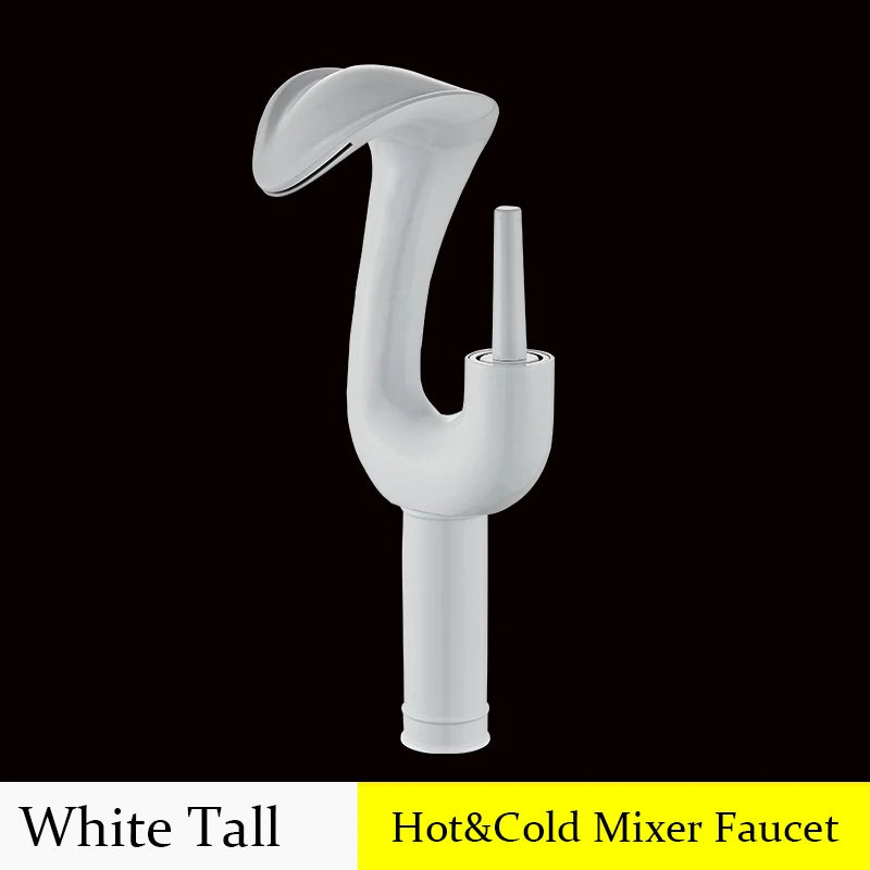 Gold Brass Deck Mounted Wash Basin Faucet with Hot and Cold Water Control for Bathroom Sinks