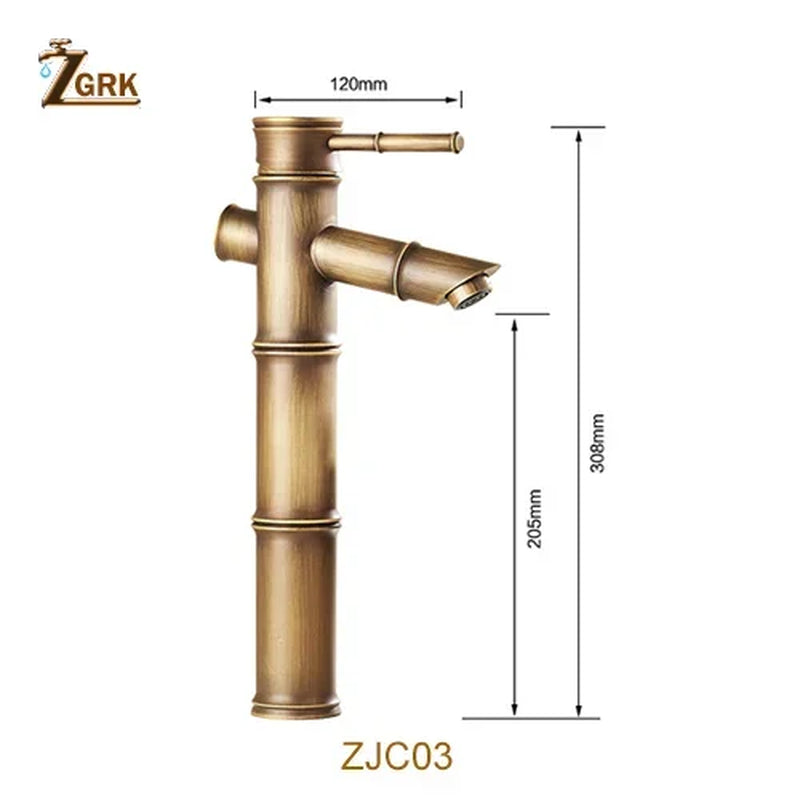 Luxury Brass Bathroom Faucet with Bamboo Design for Hot and Cold Water - Ideal for Kitchen, Outdoor, and Garden Use