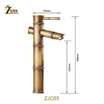 Luxury Brass Bathroom Faucet with Bamboo Design for Hot and Cold Water - Ideal for Kitchen, Outdoor, and Garden Use