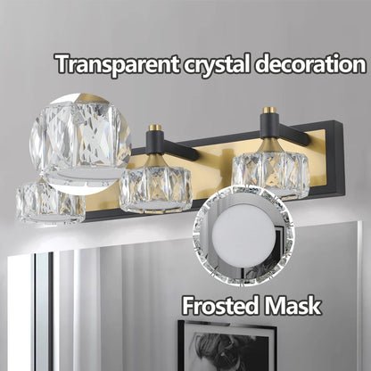 Modern Crystal LED 3-Light Vanity Wall Fixture for Bathroom Mirror Lighting