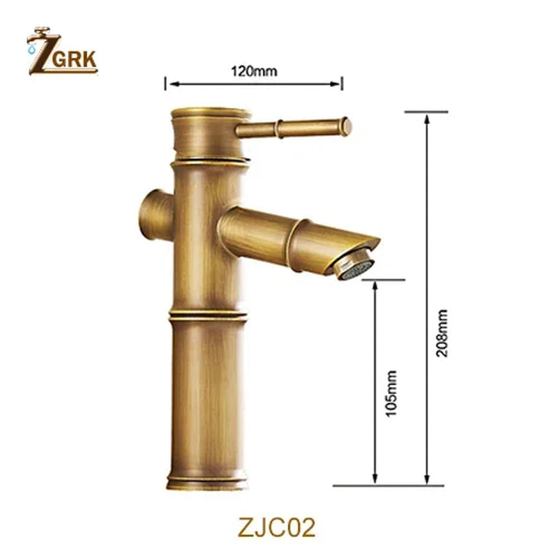 Luxury Brass Bathroom Faucet with Bamboo Design for Hot and Cold Water - Ideal for Kitchen, Outdoor, and Garden Use